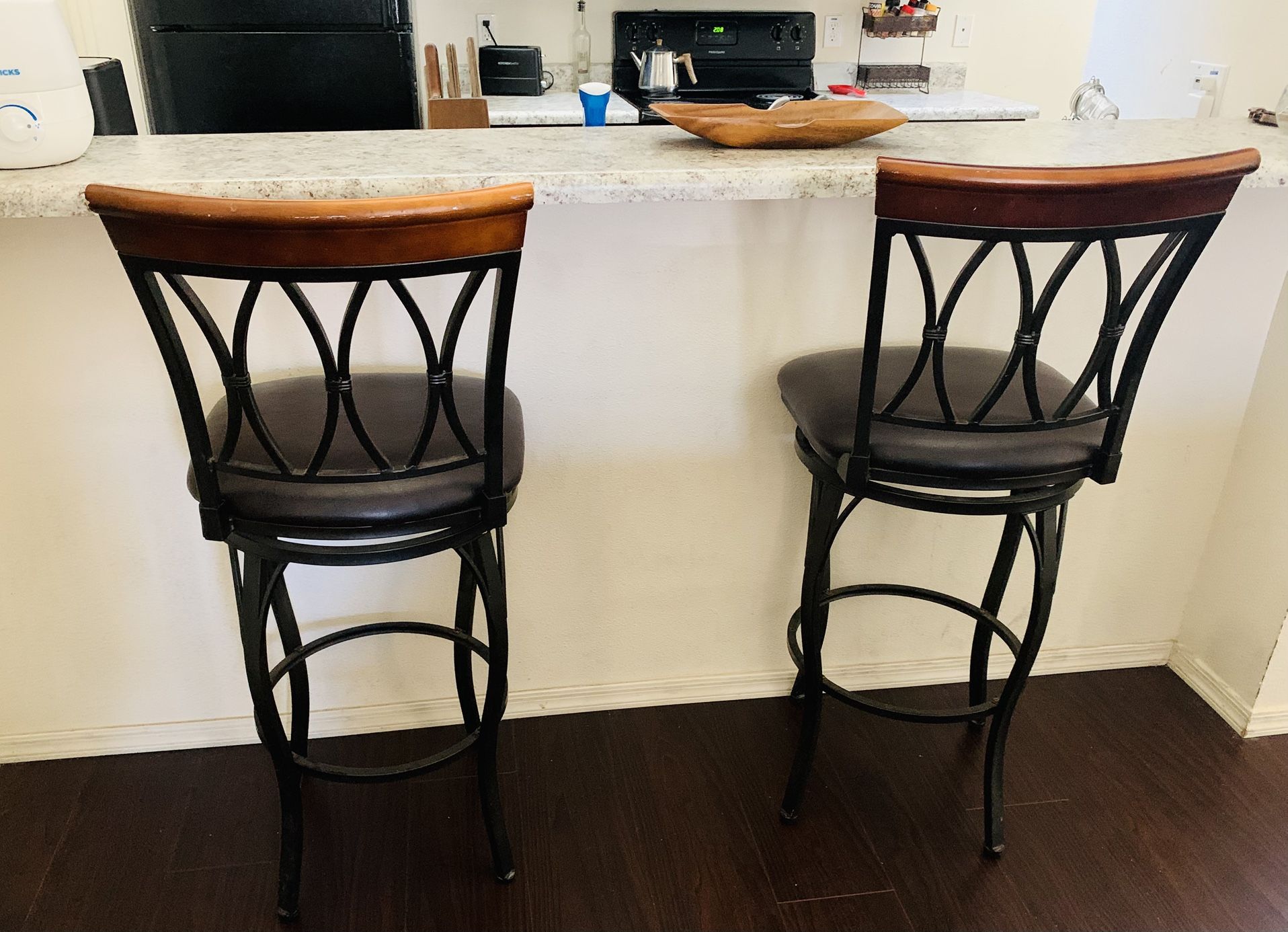 Leather Swivel Bar Height Stools
