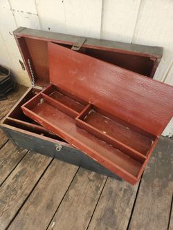 Military wood crate storage tool box