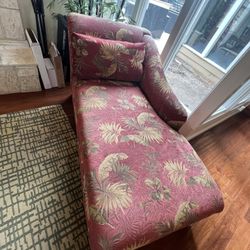 Tropical Theme Red Chaise Lounge Chair Sofa Hawaiian Decor