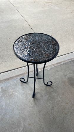 Mosaic glass table with metal frame
