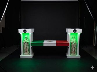 Custom Mexican Flag Bench with led light Pedestals