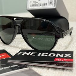Ray-Ban RB4125 Cat Sunglasses Green Lens