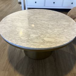Marble Topped Pedestal Coffee Table (30.5”)