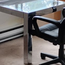 Glass Mirrored Business Desk Table and chair