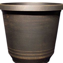 12 in. Torino Round Black Bronze Plastic Planter
