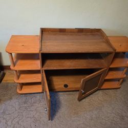 Solid Wood TV/Computer Stand - Light Oak - 57 Inches Wide