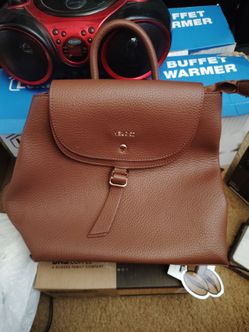 Veloci Brown Faux Leather Flap Handbag