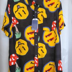 Smiley Face Mushroom Short-sleeved Shirt By VSTR, NWT 