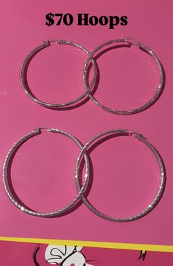Silver Hoops $70 Each