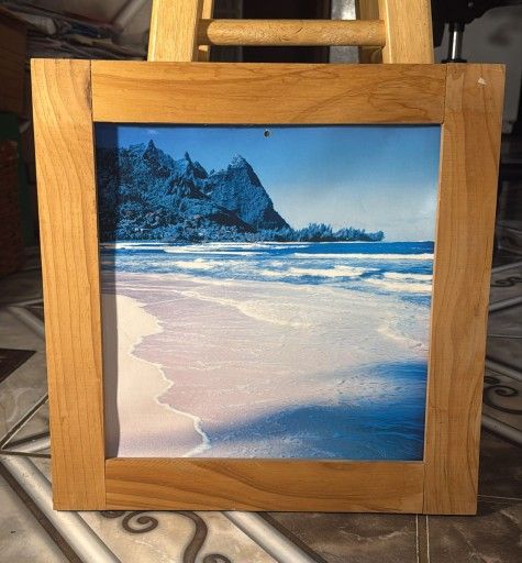 Decorative Beach Picture with Wooden Frame 15x15