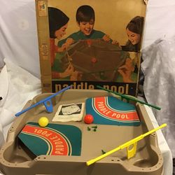 Vintage 1970 From Milton Bradley, Paddle Pool Table Top Game.