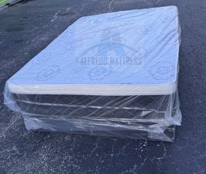 Queen mattress pillow top set with box spring (2pc - new) NEW KING-QUEEN-FULL-TWIN SIZE SETS MATTRESS AND BOX SPRING