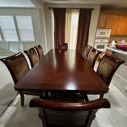 RARE Dark Oak Dining Table For Sale With Glass Top