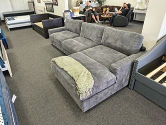Gray Corduroy Sectional Couch