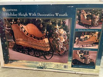 Traditions Holiday Sleigh With Decorative Wreath