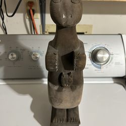 Wood Cat Sculpture 