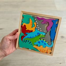 Like New Montessori Colorful Wooden Dinosaur 🦕 Puzzle Educational Kids Toy