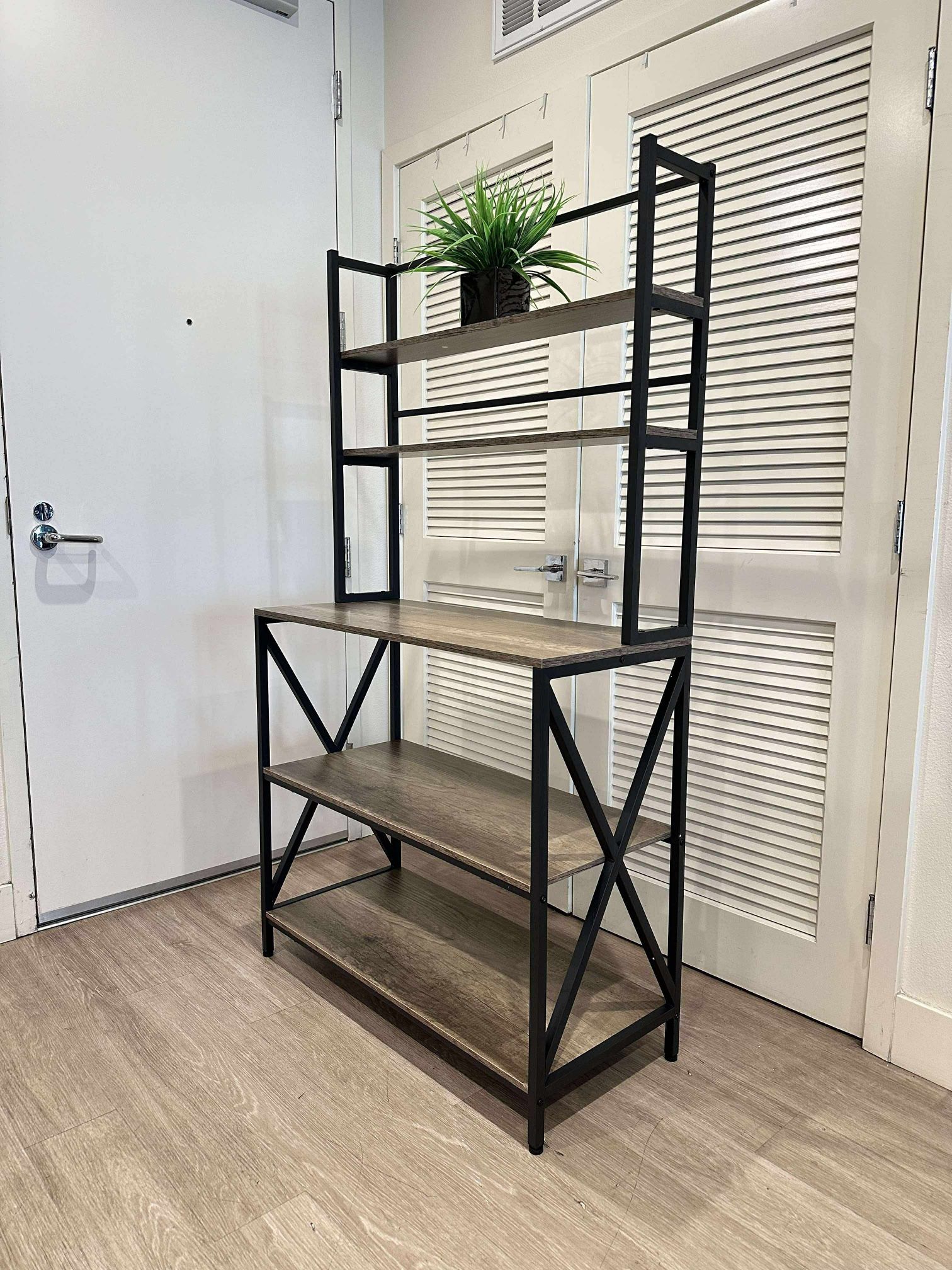 5-Tier Baker's Rack Rustic Industrial Kitchen Storage Rustic Brown