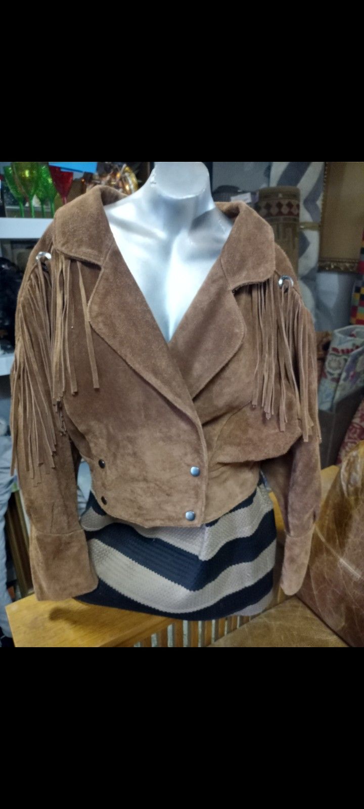Brown Leather Fringe Coat