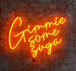 Gimme Some Suga Orange LED Neon Wall Sign | 29” Luxury Décor