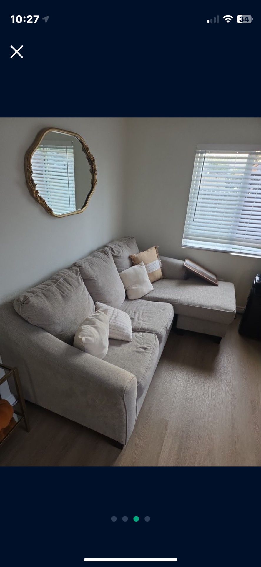 Beige Sectional With Ottoman