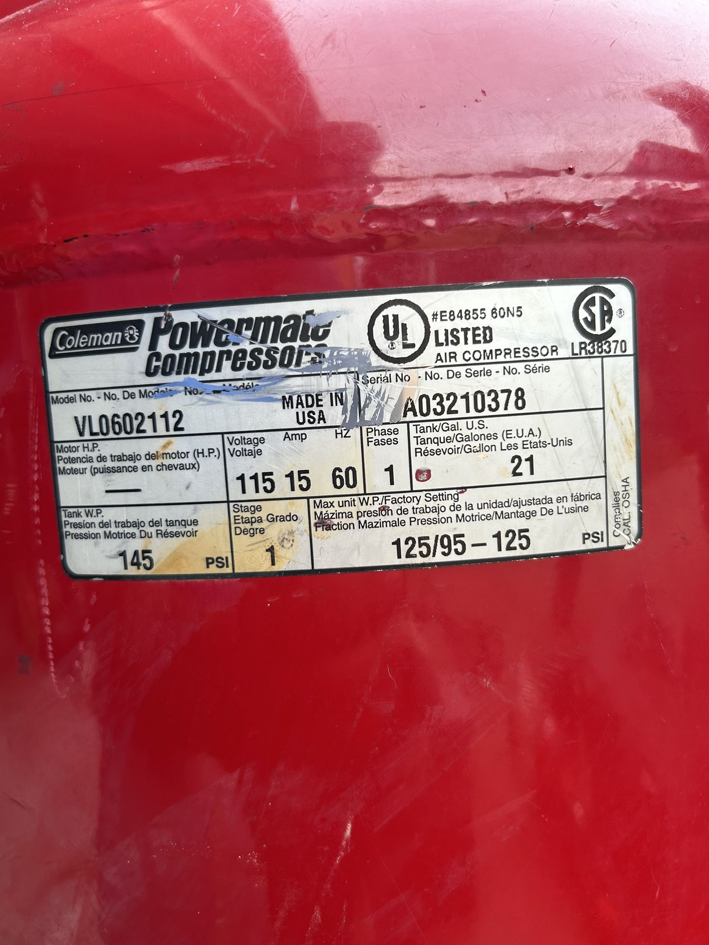 Cleaning Up My Garage: Coleman Power mate VL0602112 Compressor for