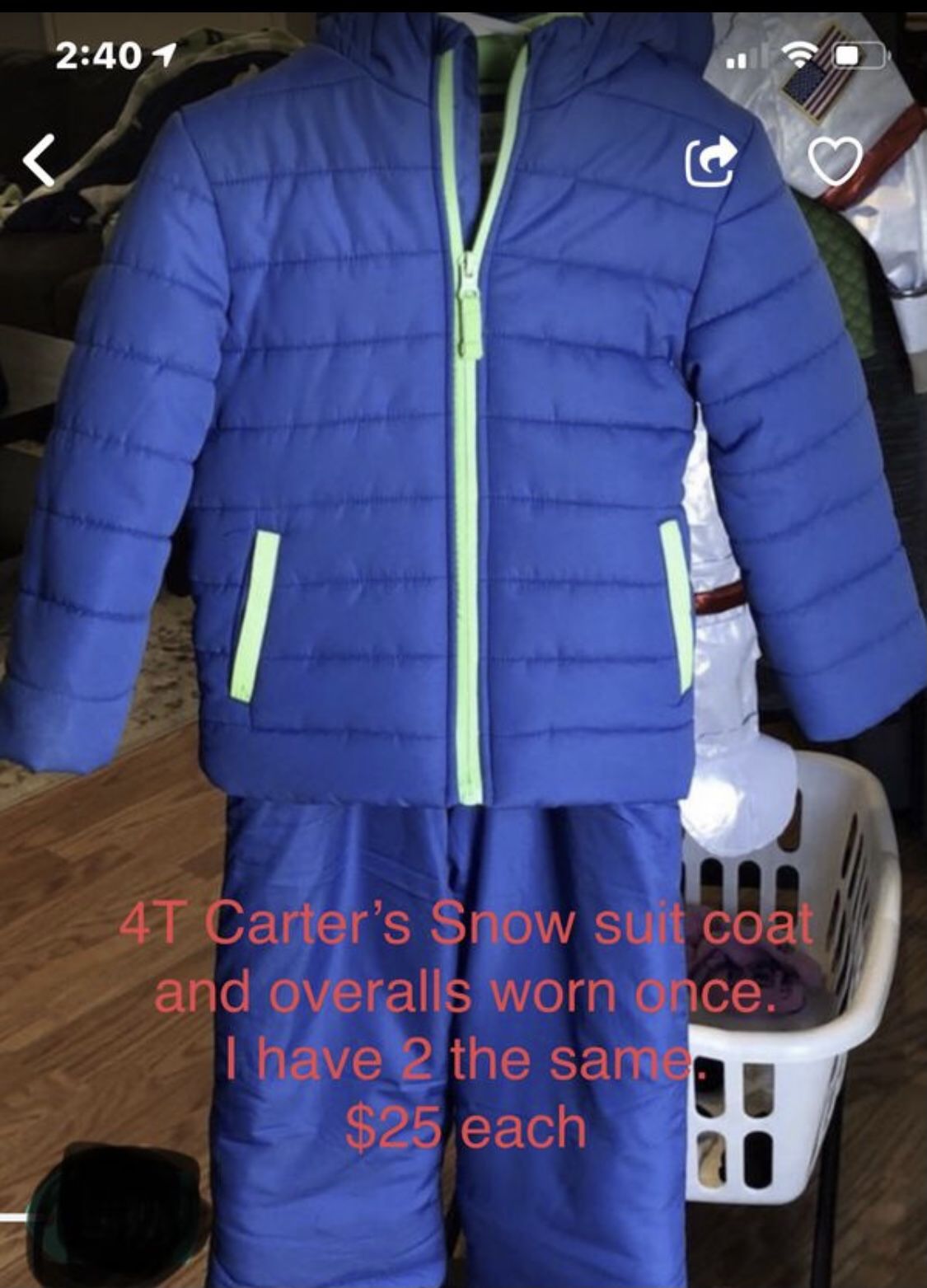 4T Carter’s Snow Suit