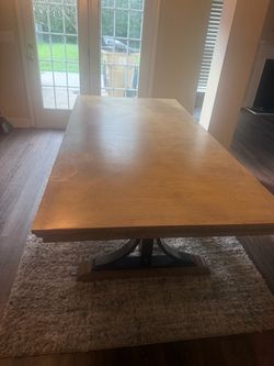 Wood Top Dining Table with Pedestal Base