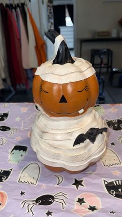 Halloween Mummy Wrapped Jack-O-Lantern Figurine