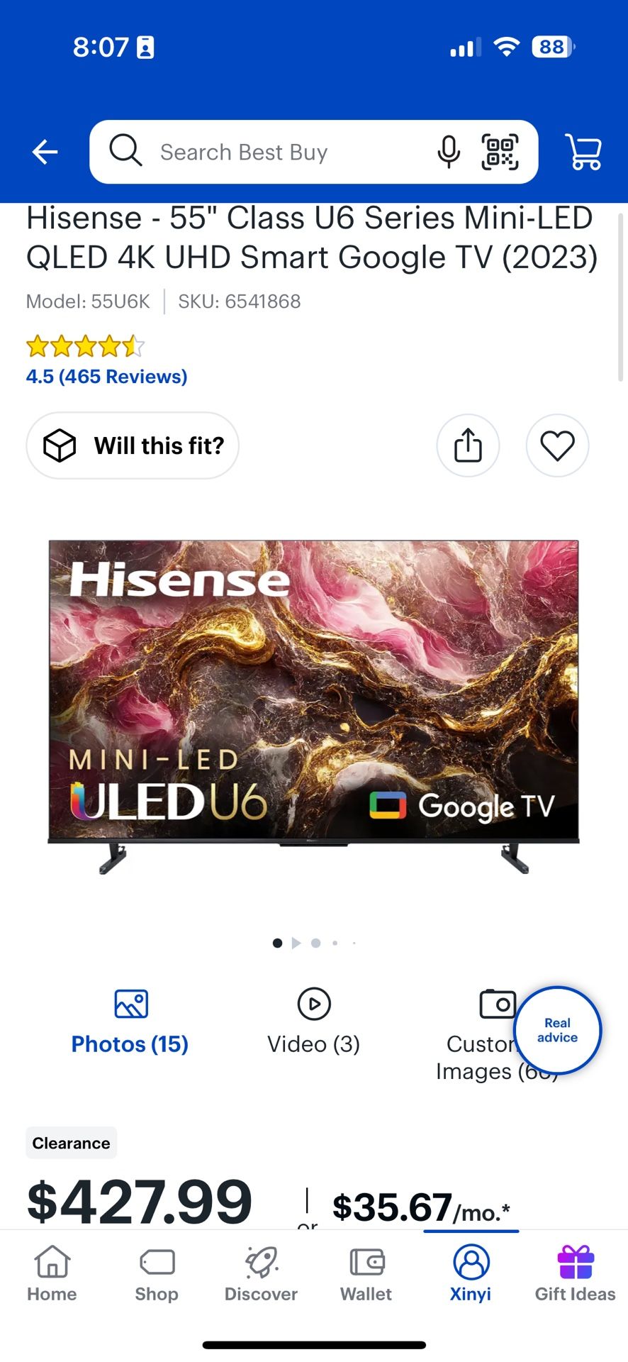 Hisense - 55" Class U6 Series Mini-LED QLED 4K UHD Smart Google TV (2023)