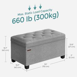 Storage Ottoman Bench, Bench with Storage, for Entryway, Bedroom, Living Room