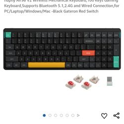nuphy Air96 V2 Wireless Mechanical Keyboard,100 Keys Gaming Keyboard,Supports Bluetooth 5.1,2.4G and Wired Connection,for PC/Laptop/Windows/Mac -Black