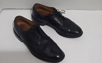 Allen Edmonds Lauderdale 2204 Mens 8.5B Black Woven Cap Toe Oxford Dress Shoes