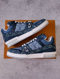 LV Louis Vuitton Trainer Monogram Blue Denim Virgil Abloh Era – Size LV8 (Fits US 8.5–9.5)