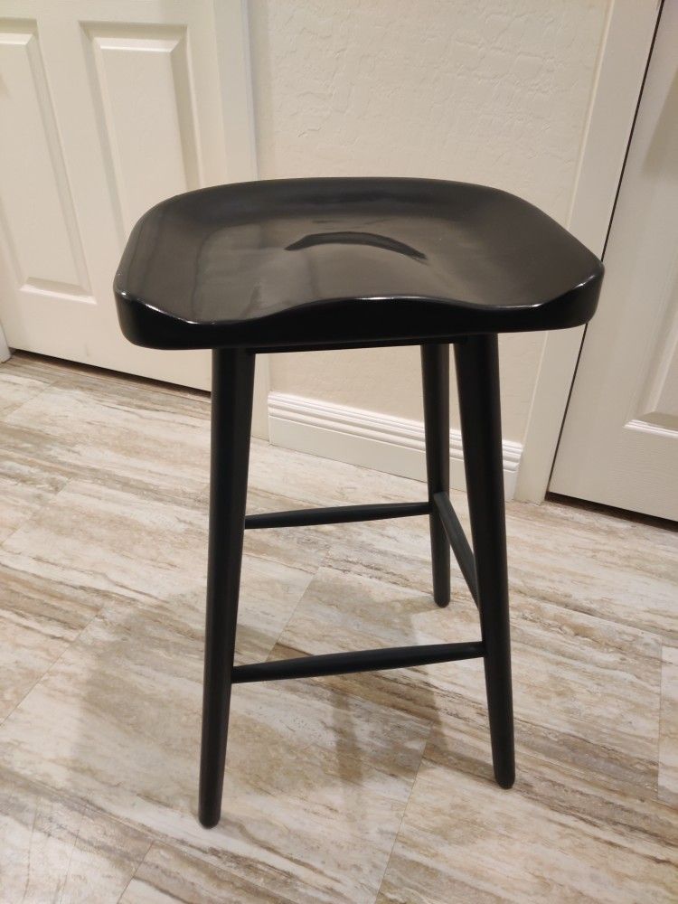 Shiny Black, Bar Height Bar Stool