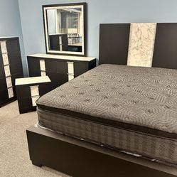 Complete Queen bedroom set with LED headboard