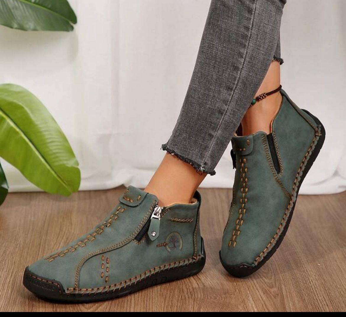 Leather Ankle Boots For Women - Oxfords With Non-Slip Rubber Sole, Perfect For Work And Casual Wear.