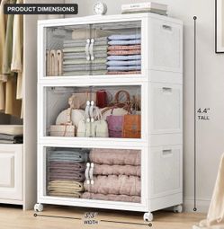 Clear Stackable Storage Bins with Lids, Closet Organizers and Storage,  Storage Cabinet for Room L-15