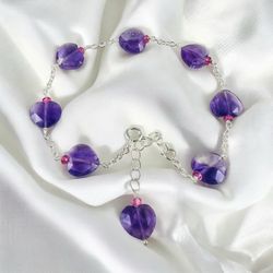 Amethyst Heart bracelet Sterling Silver 