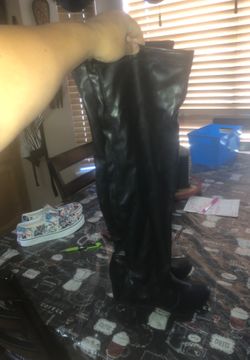 Black thigh high boots