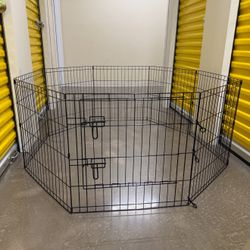 New Open Adjustable Door Dog Rabbit PlayPen 8 Panels 24" High Metal Collapsible