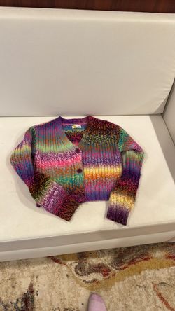 Teens rainbow knitted sweater button up