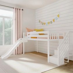 Kids bed with slide and stairs