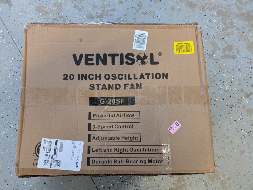 Brand New VENTISOL 20 INCH
OSCILLATION STAND FAN