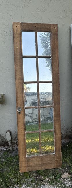 Vintage Mirrored Wooden French Door