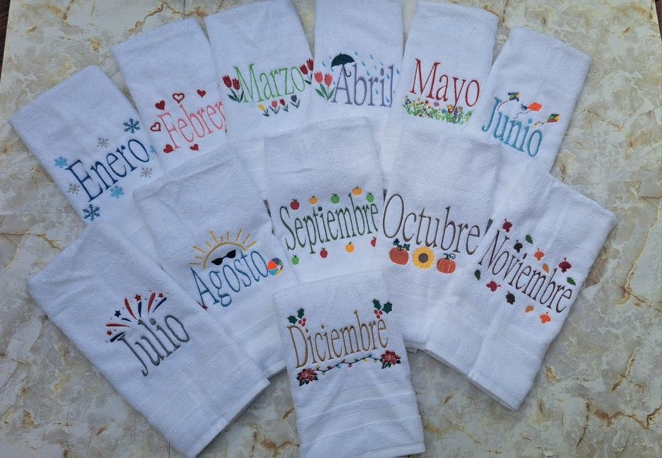 Hands towels custom embroidery