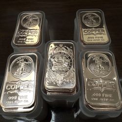 100 - 1oz .999 Fine Copper Bars