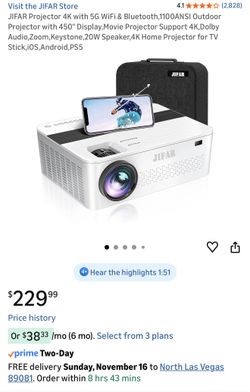 Projector 4K with 5G WiFi & Bluetooth