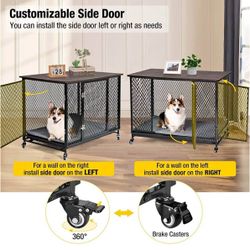 Dog Crate Furniture Movable Side End Table Indoor Dog Kennel for Small Medium Large Dogs Double-Door