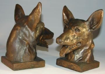 1930s BRONZED GERMAN SHEPHERD BOOKEND